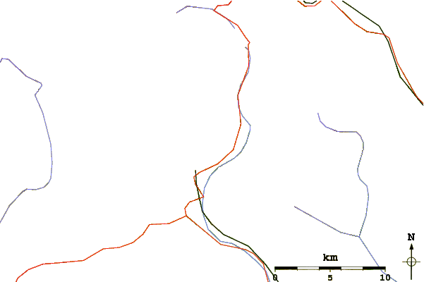 Roads and rivers around Pizzo di Brünesc