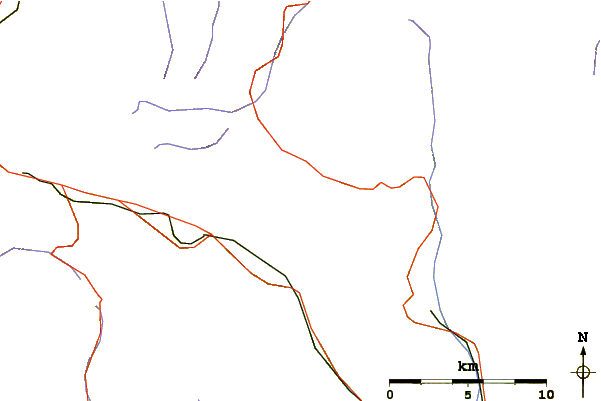 Roads and rivers around Pizzo di Campello