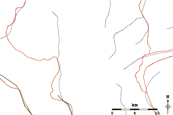 Roads and rivers around Pizzo di Cassimoi