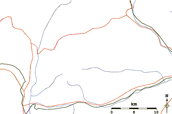 Roads and rivers around Pizzo di Madéi