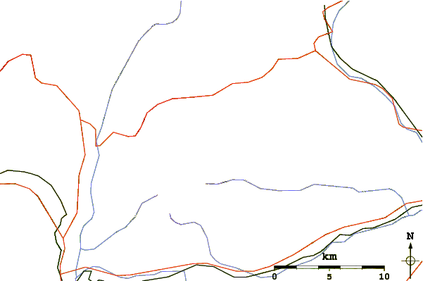 Roads and rivers around Pizzo di Porcarese