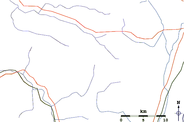 Roads and rivers around Plateau Mountain (New York)