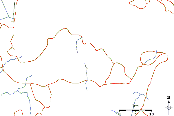 Roads and rivers around Pocdol Mountains