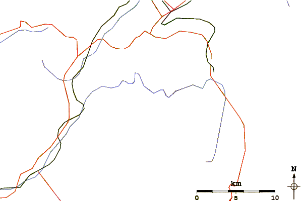 Roads and rivers around Pointe d'Orny