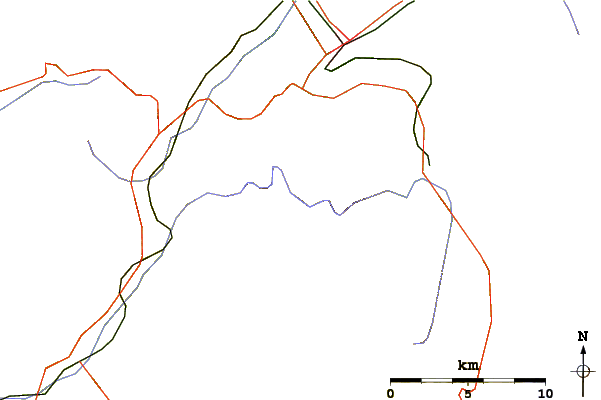 Roads and rivers around Pointe des Ecandies