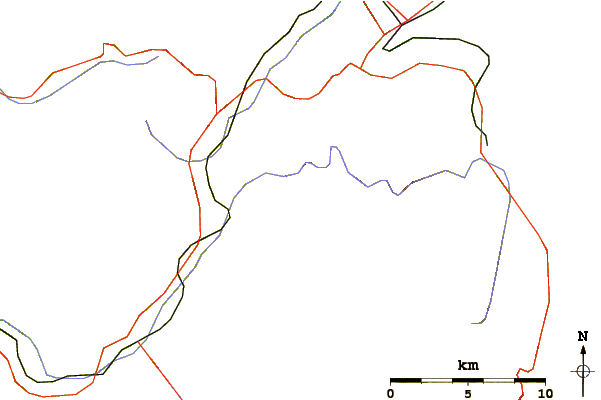 Roads and rivers around Pointe des Grands