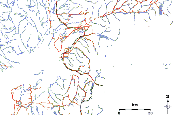 Roads and rivers around Polar Bear Peak