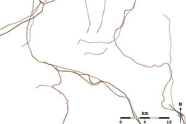 Roads and rivers around Poncione Pro do Rodùc