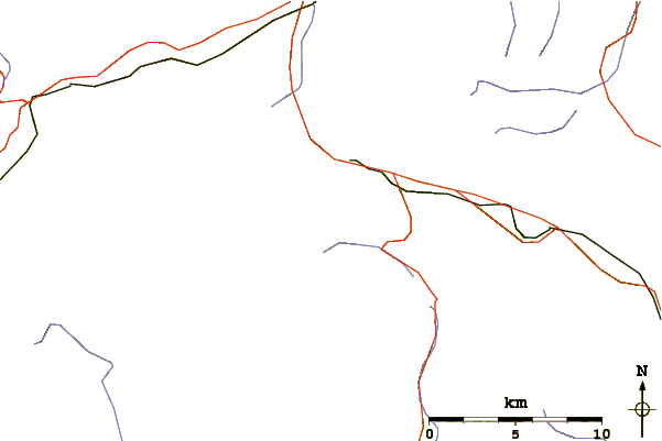 Roads and rivers around Poncione di Vespero