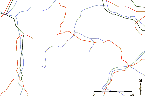 Roads and rivers around Ponten (mountain)