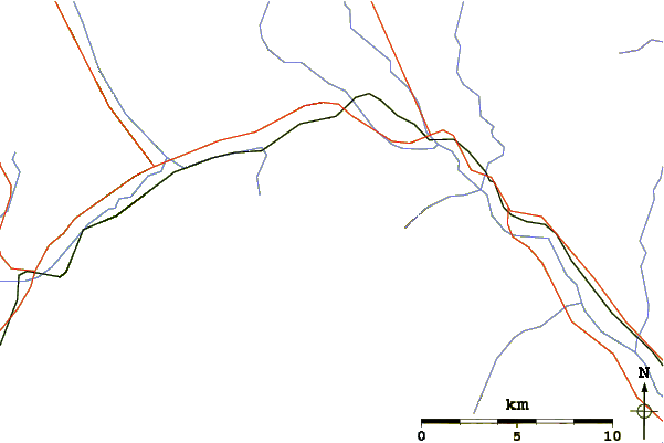 Roads and rivers around Popes Peak