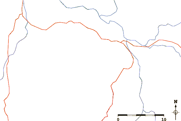 Roads and rivers around Prospect Peak (Park County, Wyoming)