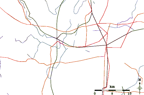 Roads and rivers around Provin Mountain