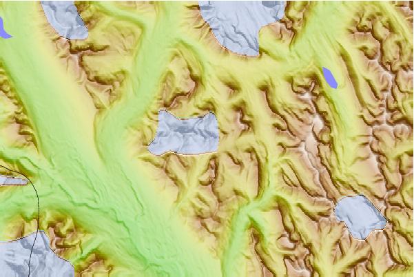 Surf breaks located close to Ptarmigan Peak (Alberta)