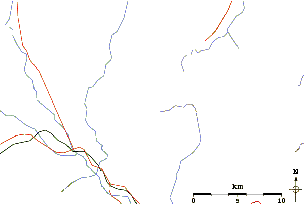 Roads and rivers around Ptarmigan Peak (Alberta)