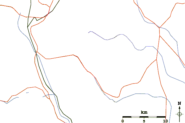 Roads and rivers around Ptarmigan Peak