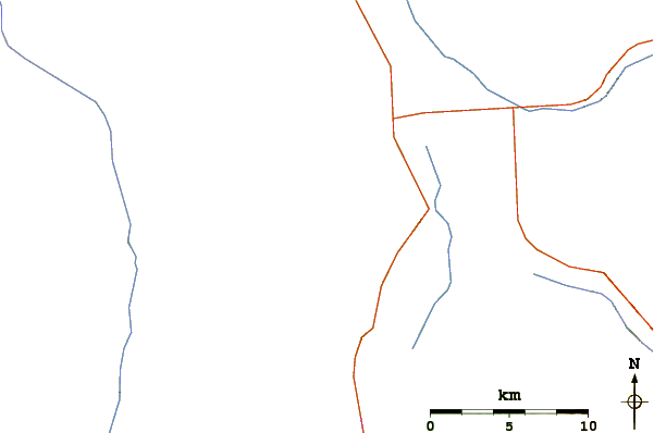 Roads and rivers around Pueblo Mountain