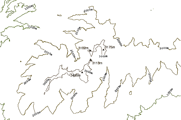 Mountain peaks around Puntal de Vacares