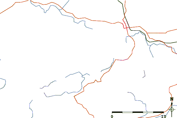 Roads and rivers around Purple Mountain, County Kerry