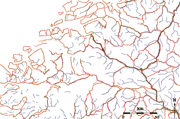 Roads and rivers around Puttegga