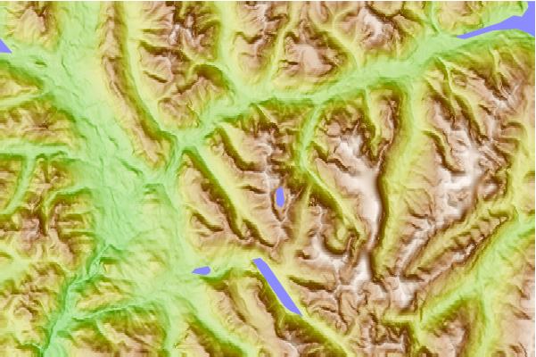 Surf breaks located close to Puzzle Mountain (Elk River Mountains)