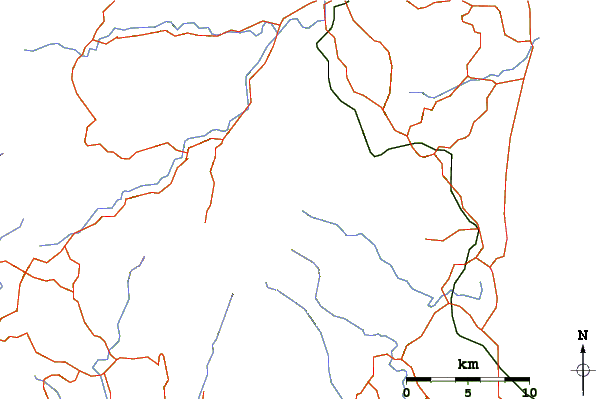 Roads and rivers around Pykie's Peak