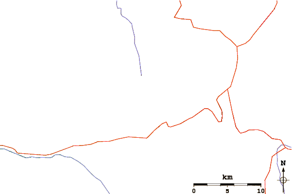 Roads and rivers around Pyramid Peak (California)