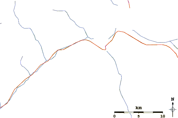 Roads and rivers around Pyramid Peak