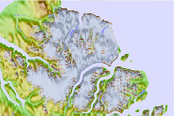 Surf breaks located close to Qiajivik Mountain