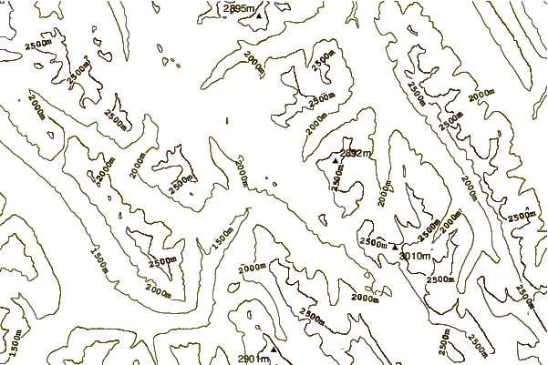 Mountain peaks around Quartz Hill (Canada)