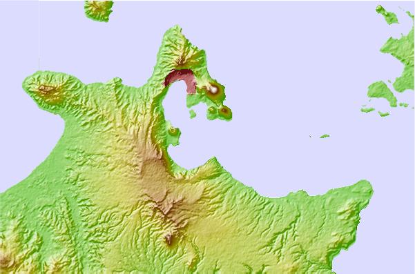 Surf breaks located close to Rabaul caldera