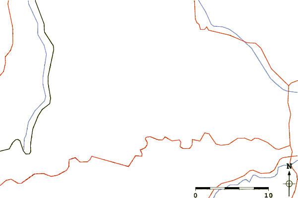 Roads and rivers around Radan (mountain)