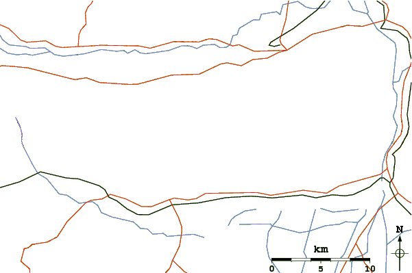 Roads and rivers around Radomir (mountain)