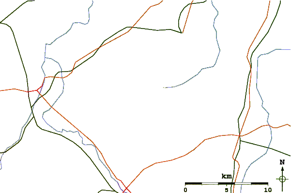 Roads and rivers around Radunia Mountain