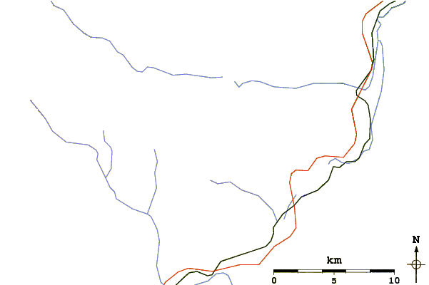 Roads and rivers around Rainbow Mountain