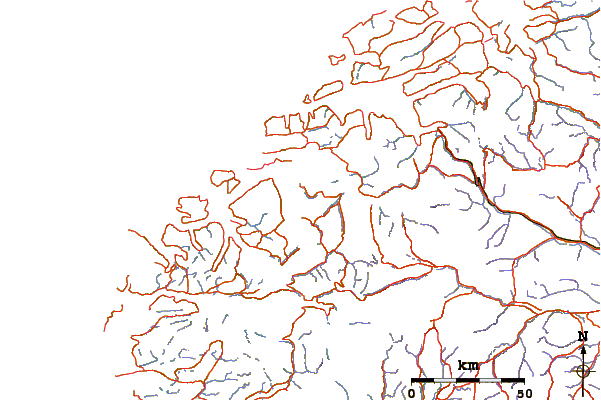 Roads and rivers around Råna