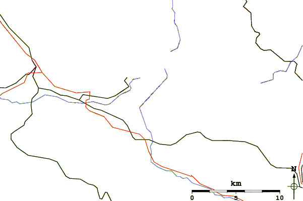 Roads and rivers around Ravensberg (Harz)