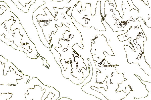 Mountain peaks around Razorback Mountain