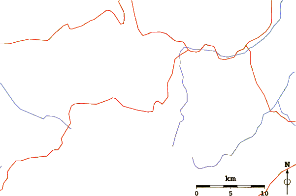 Roads and rivers around Red Lake Peak