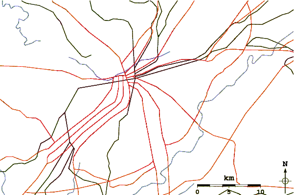 Roads and rivers around Red Mountain (Birmingham, Alabama)