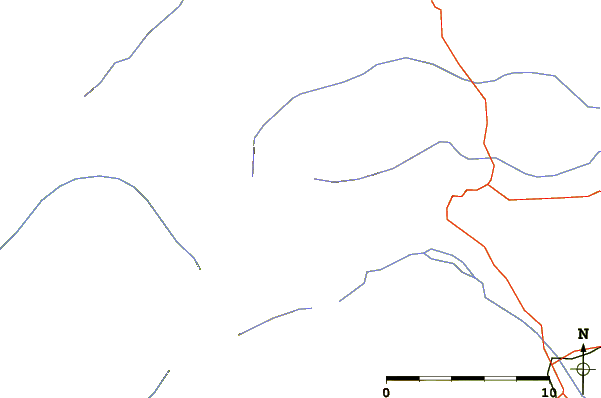 Roads and rivers around Red Mountain (Glacier County, Montana)