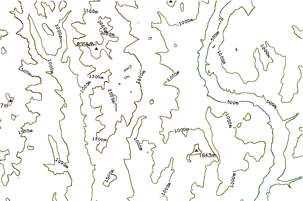 Mountain peaks around Red Mountain (Rossland)