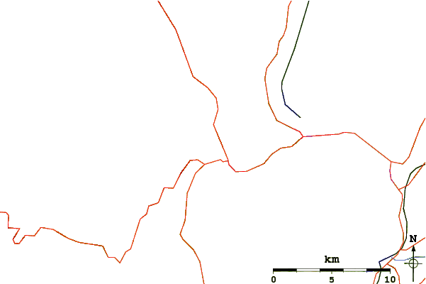 Roads and rivers around Red Mountain (Rossland)