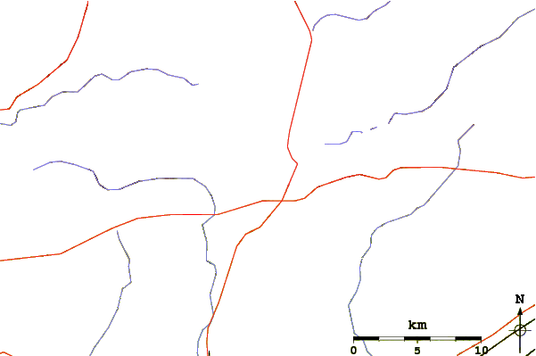 Roads and rivers around Red Rock Mountain