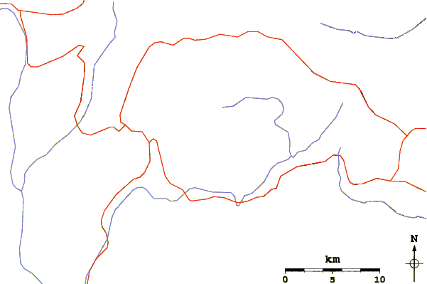 Roads and rivers around Redondo Peak