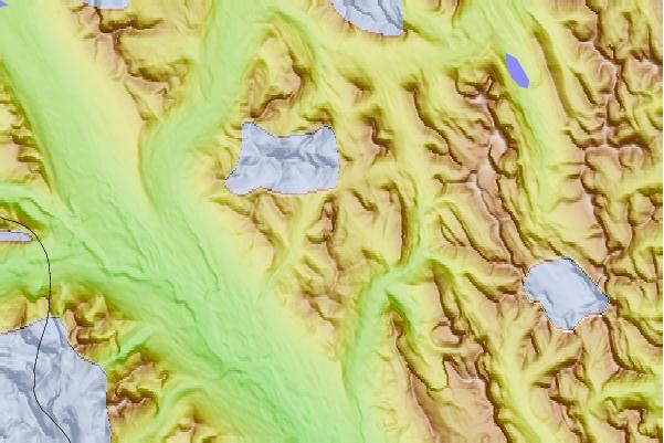 Surf breaks located close to Redoubt Mountain