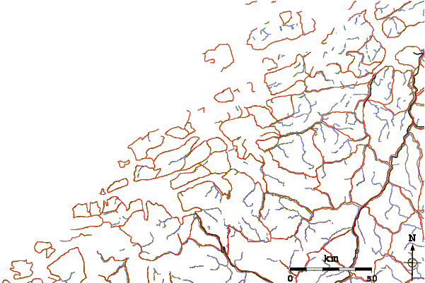 Roads and rivers around Reinsfjellet