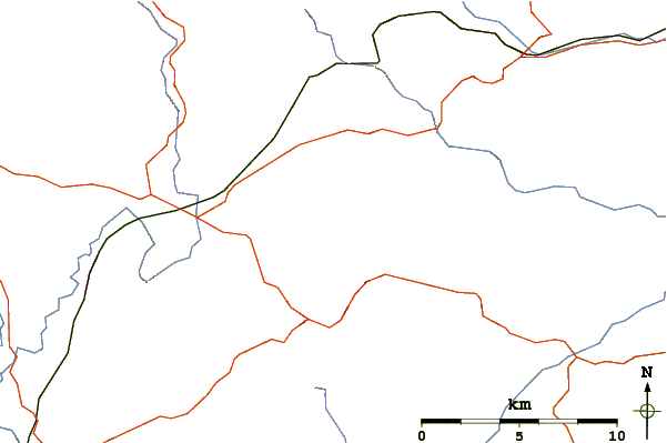 Roads and rivers around Rhos Fawr