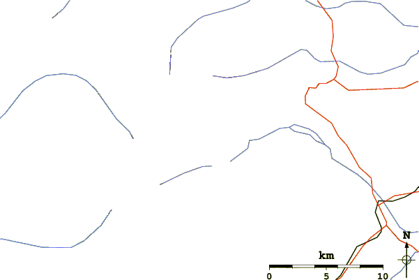 Roads and rivers around Rising Wolf Mountain