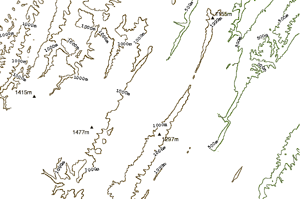 Mountain peaks around River Knobs (West Virginia)